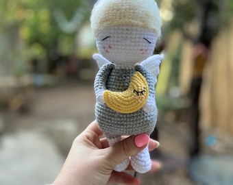 Amigurumi Angel Doll - Crochet Sleeping Angel with Moon