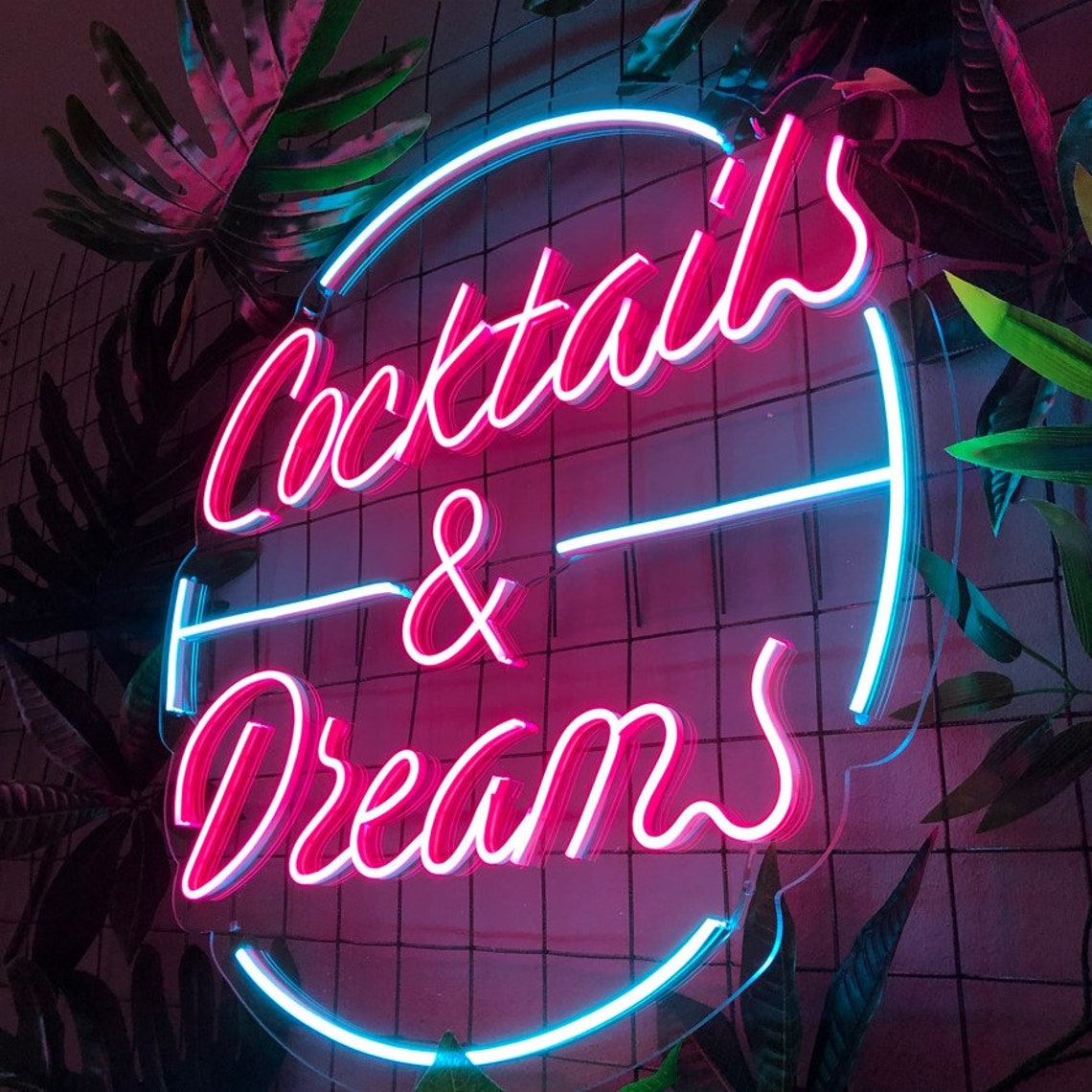 Cocktails and Dreams LED Neon Sign Bar Neon Sign Wall | Etsy