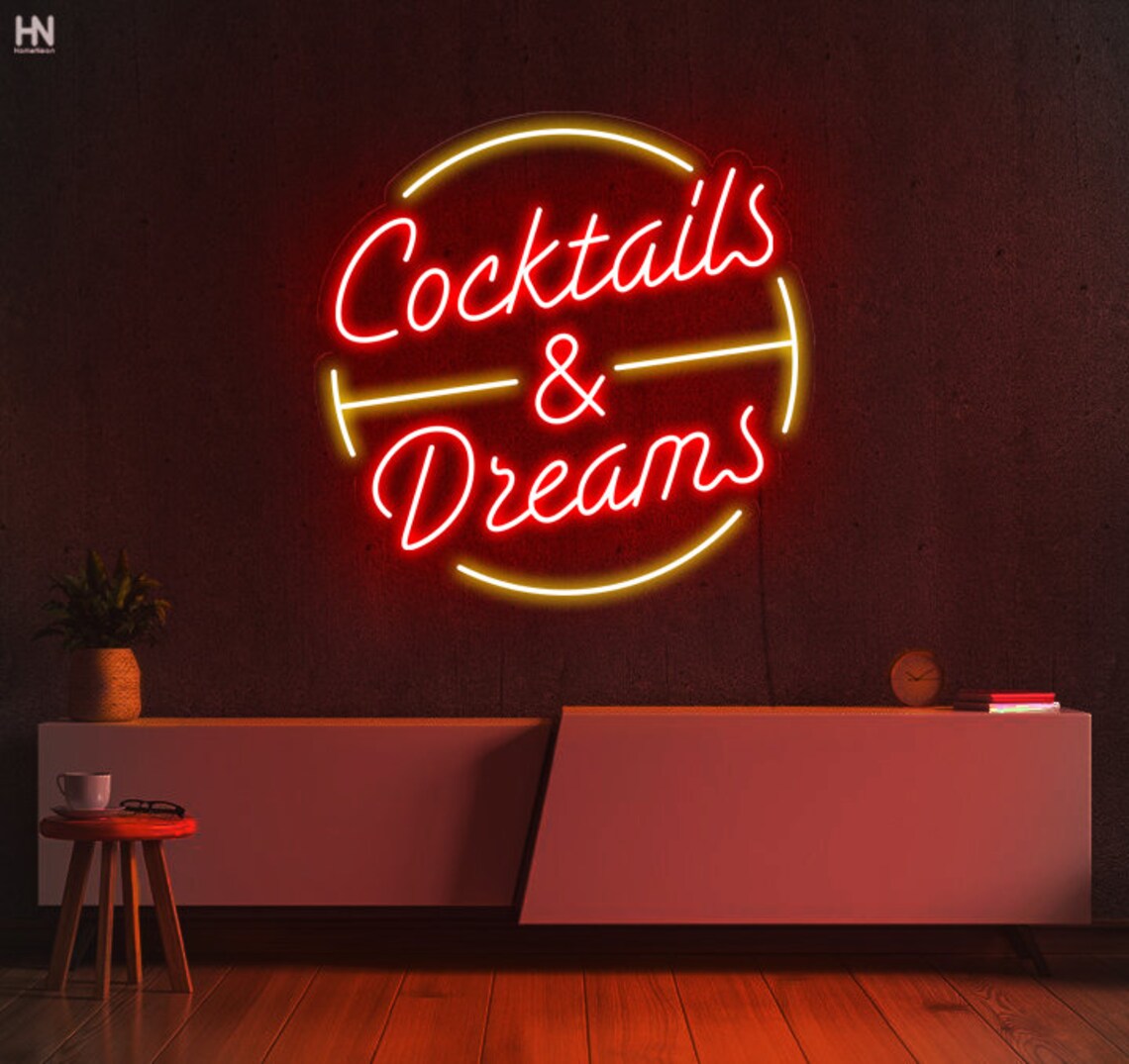 Cocktails and Dreams LED Neon Sign Bar Neon Sign Wall | Etsy
