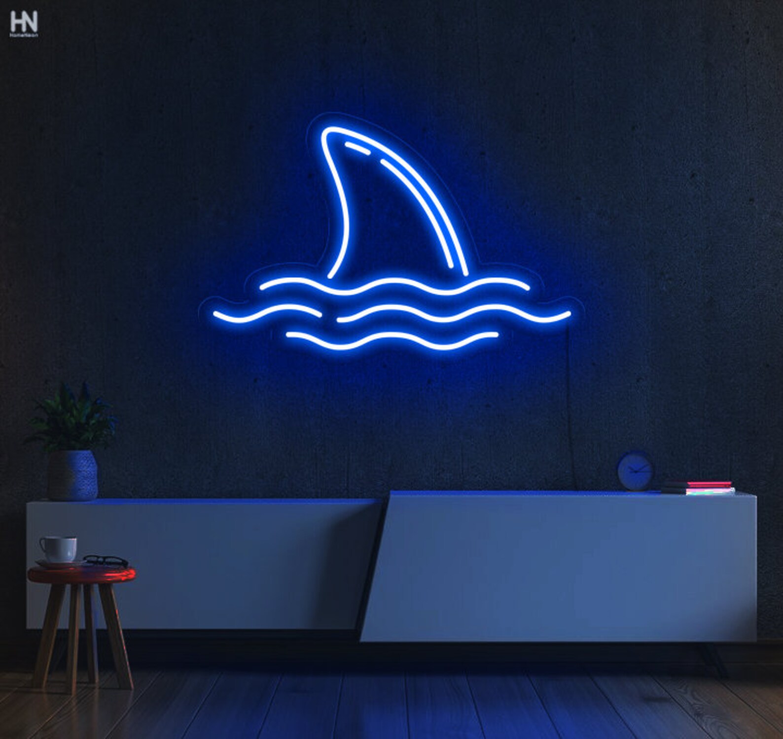 Shark Fin LED Neon Sign Wall Decor Home Neon Sign Wall Etsy