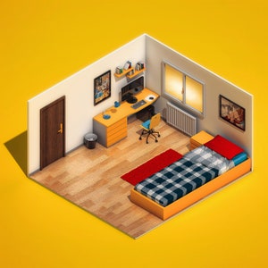 3D Isometric Bedroom