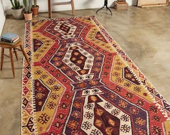 Tapis kilim antique 6 x 12 : tissage plat turc authentique, laine tissée à la main