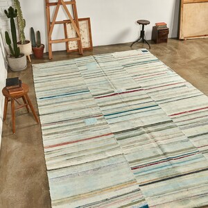 7x11 Vintage Anatolische Chaput Rug - Turkse Kilim Rug ***De traditionele rug van hoop en wensen*** Blauwe handgemaakte rug (7&#39;1&quot; x 10&#39;6&quot; ft)
