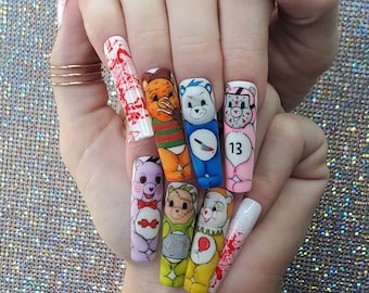 Scare Bears • Halloween • Horror • Hand Painted • Press On Nails • Nail Art • False Nails • Glue On Nails • Gift For Her