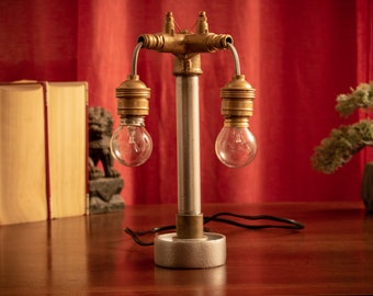 Bulbs Lamp - Steampunk pipe lamp, Edison light, Desk lamp, Industrial lighting