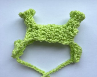 Shrek Hat Crochet Hat for cat or small dog (cat accessories, small animal accessories, pet hat Halloween costume, cat hat, cat gifts, knit)