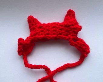 Devil Hat Crochet Hat for cat or small dog (cat accessories, small animal accessories, pet hat Halloween, costume, cat hat, cat gifts, knit)