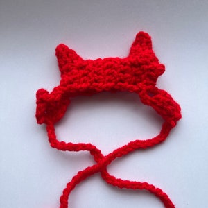 Devil Hat Crochet Hat for cat or small dog (cat accessories, small animal accessories, pet hat Halloween, costume, cat hat, cat gifts, knit)