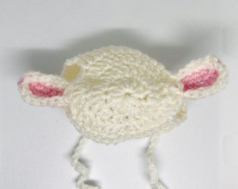Lamb Crochet Hat for cat or small dog (cat accessories, small animal accessories, pet hat costume, cat hat, cat gifts, knitted, yarn)