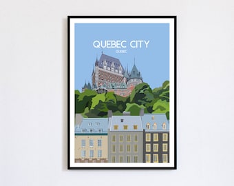 Poster di viaggio di Quebec City, Canada / Château Frontenac, stampa d'arte