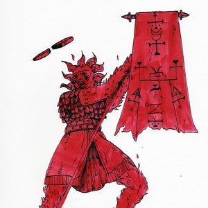 Shamsiel Original Demon Ink Drawing