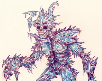 Frost Giant Original farbige Bleistiftzeichnung