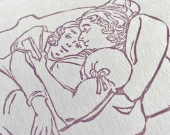 Miłośnicy książek II - druk wypukły w stylu regencji sapphic