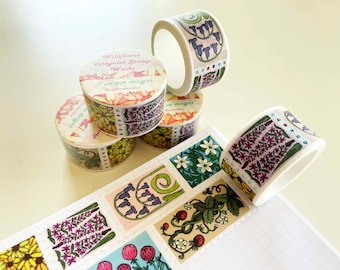 Sello Washi irregular de flores silvestres