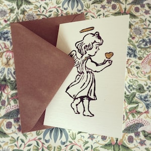 All My Love - Hand-printed cherub greetings card