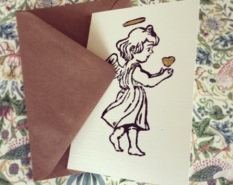 All My Love - Hand-printed cherub greetings card