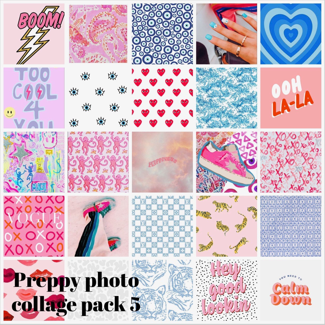 Preppy Wall Collage Pictures Printable