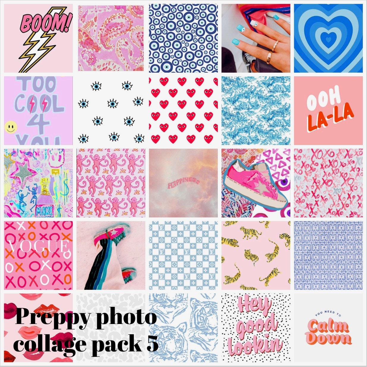 Preppy Wall Collage Pictures Printable