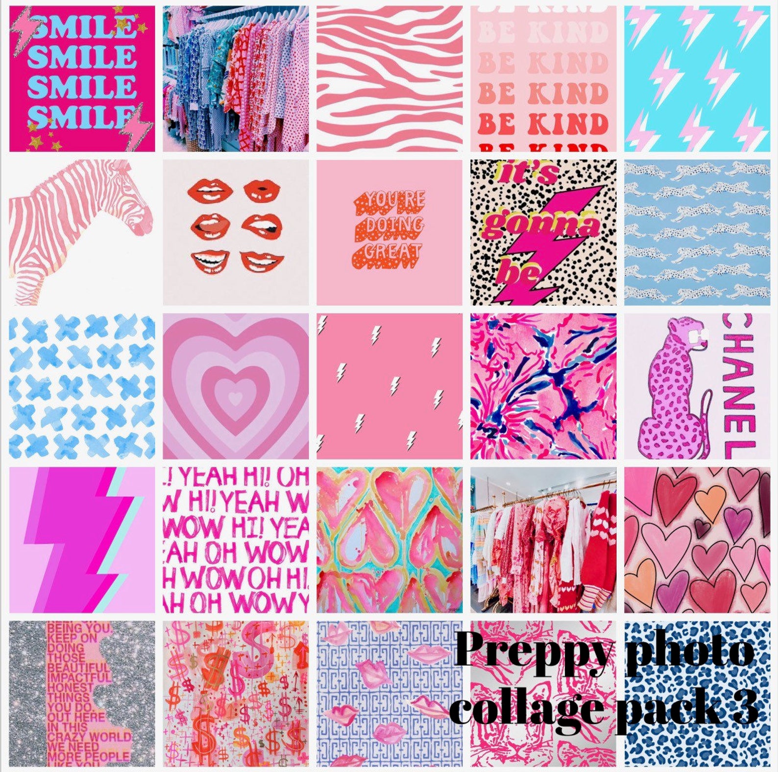 Preppy Photo Collage 25 50 75 100 Or 150 Photos Etsy