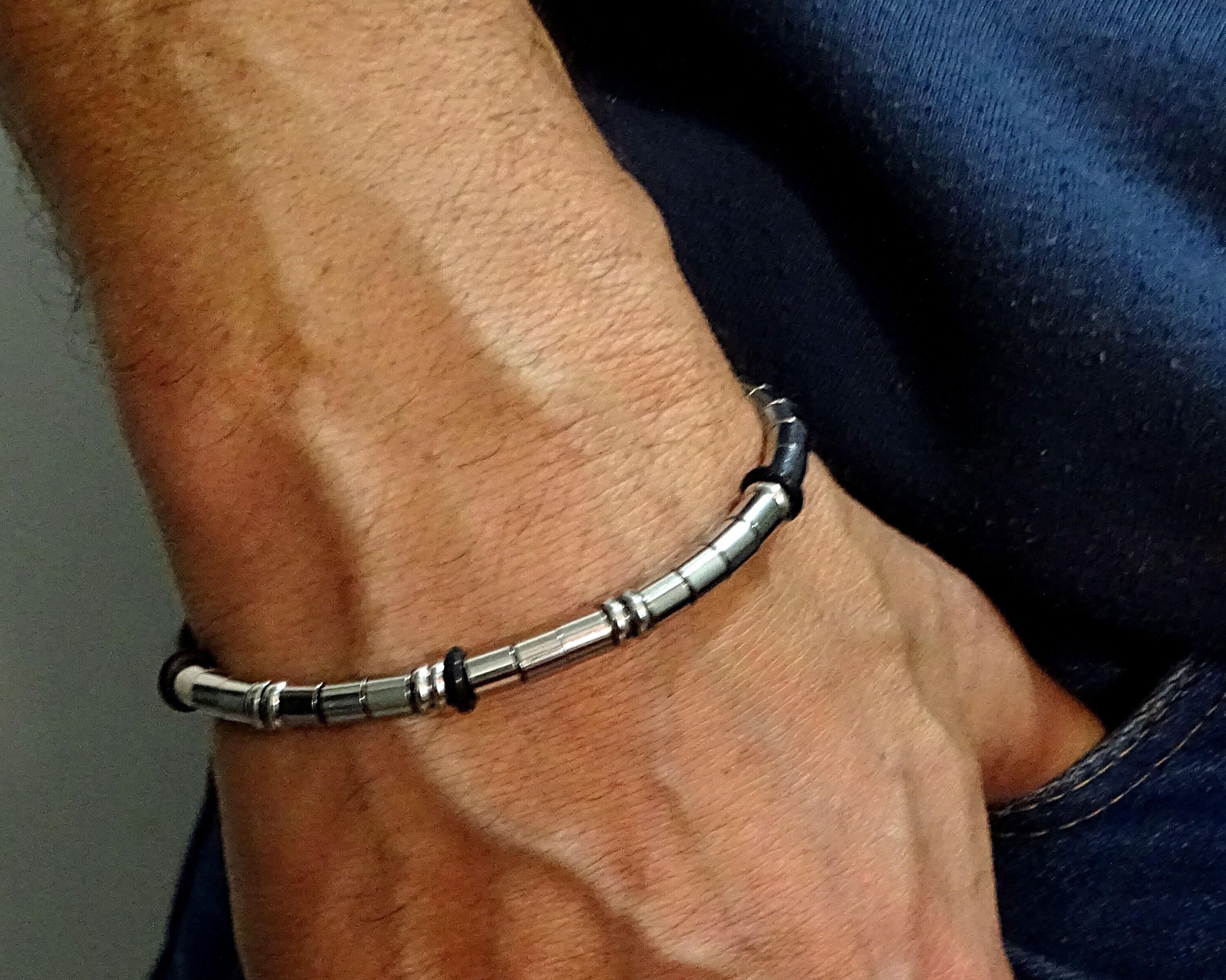CUSTOM DATE Men's Morse Code Bracelet cuff | Etsy