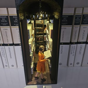 Library Book Nook, Library Bookshelf Insert, Miniature Bookshelf, Decoration Bookshelf, Booklover
