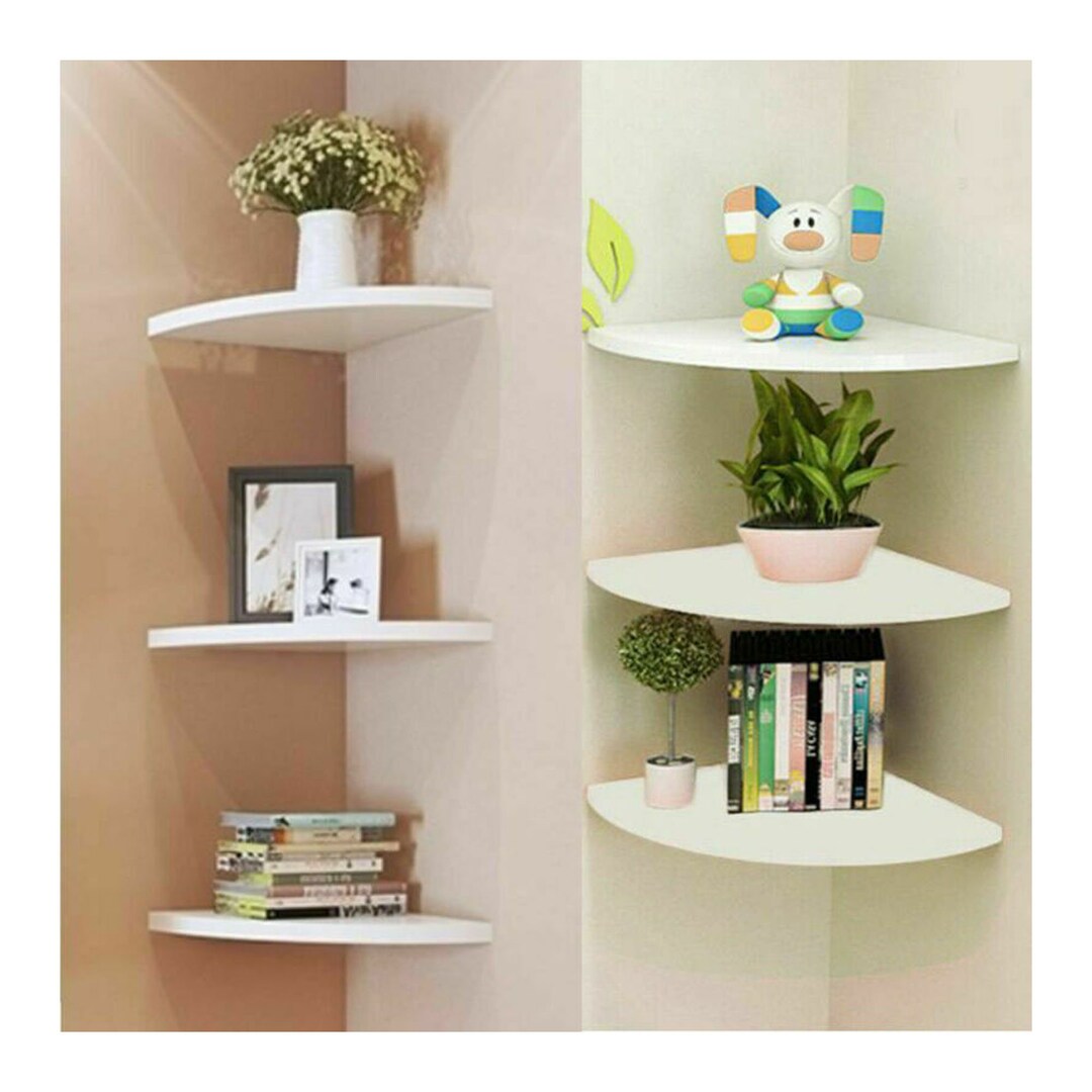 Set of 3 White Floating Corner Shelf Wall Storage Display Etsy