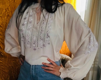 silk peasant blouse
