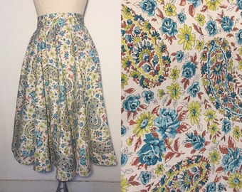 Vintage 1950s Floral Full Circle Skirt