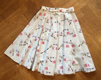 Vintage 1950s Novelty Print Full Circle Skirt