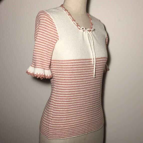 Vintage 1960s / 1970s Striped Knit Top - image 3