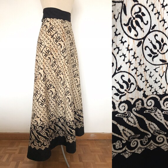 Vintage 1970s Batik Maxi Wrap Skirt - Etsy