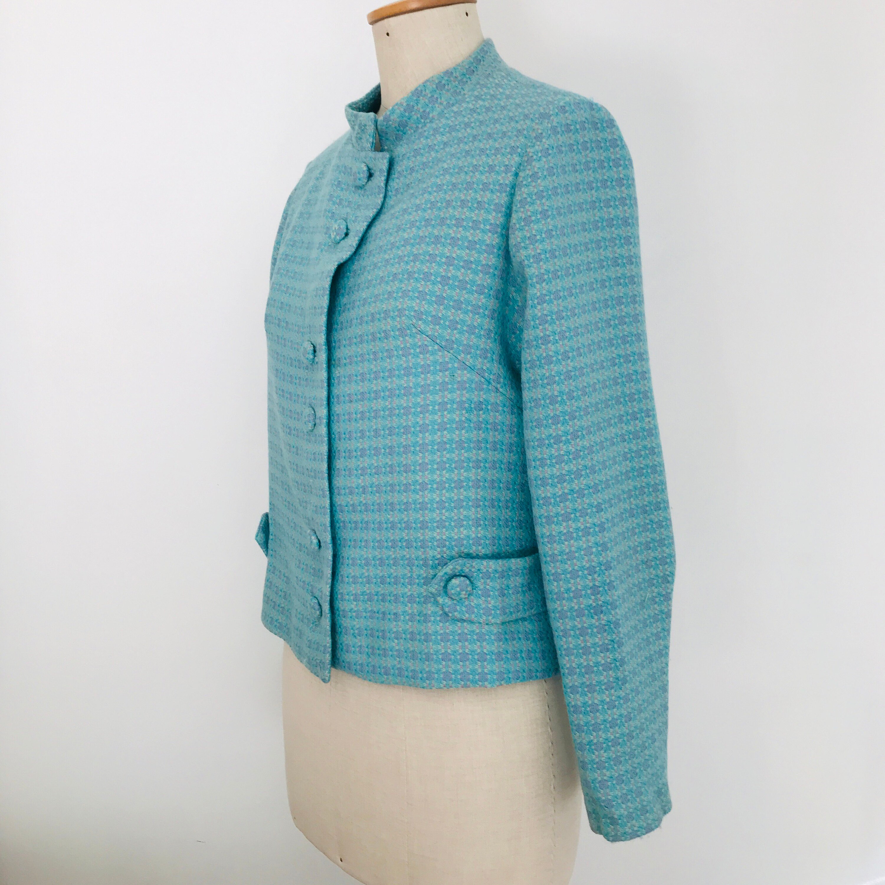 Vintage 1960s Tweed Wool Turquoise Jacket - Etsy