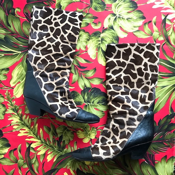 Rare Vintage 1980s Animal Print Boots El Vaquero - image 2