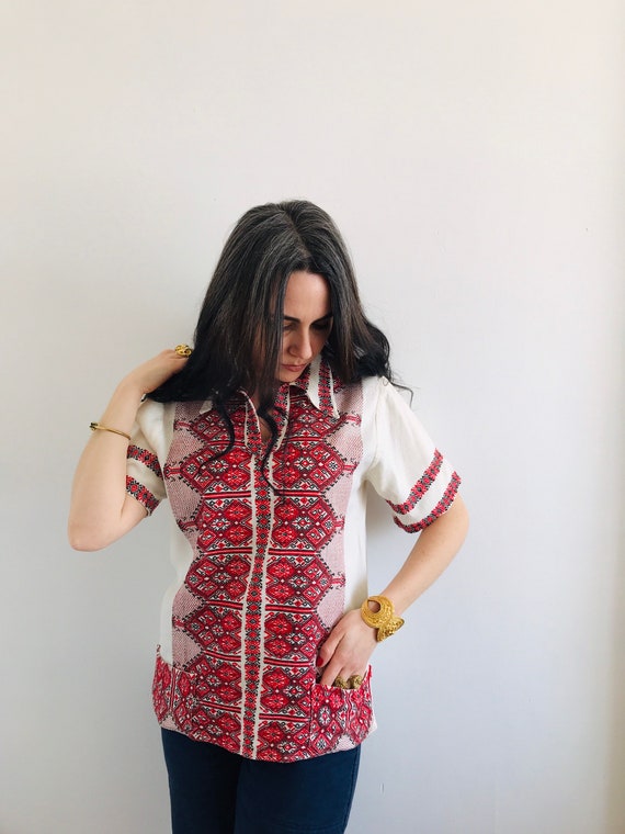 Vintage 1960s Greek Embroidered Blouse - image 2