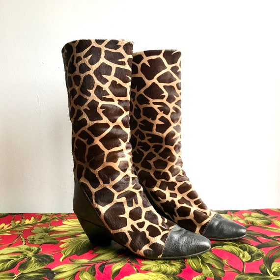 Rare Vintage 1980s Animal Print Boots El Vaquero - image 1