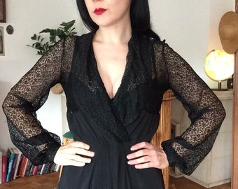 Vintage 1940s Black Lace Dress