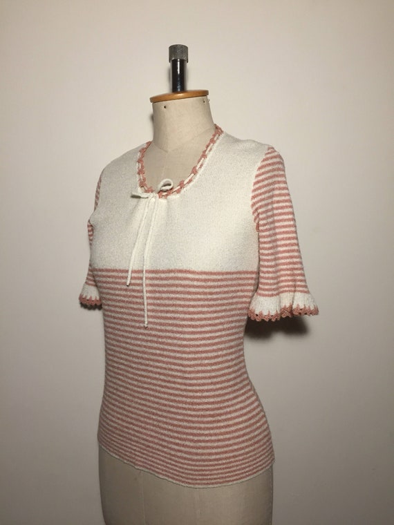 Vintage 1960s / 1970s Striped Knit Top - image 2