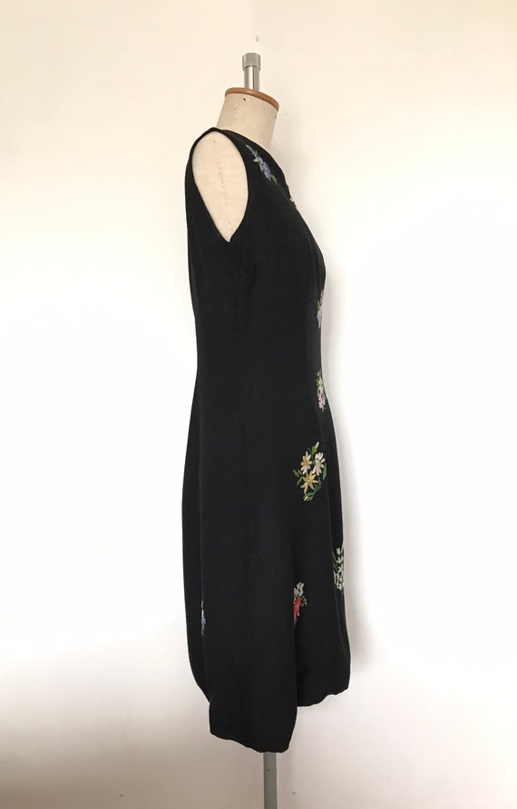 Vintage 1950s / 1960s Black Embroidered Dress / W… - image 7