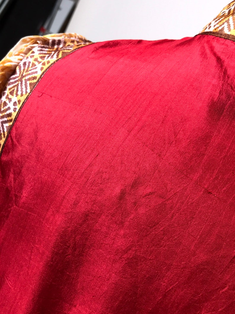 magenta silk HAND DYED poets dress / vintage 1970s / artist made OOAK