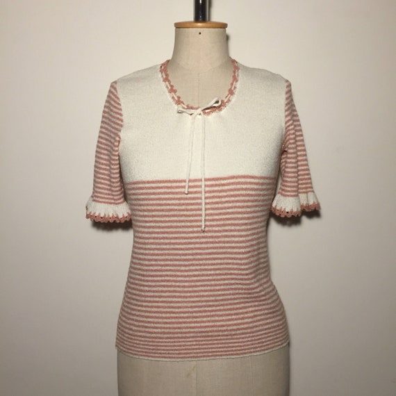 Vintage 1960s / 1970s Striped Knit Top - image 9
