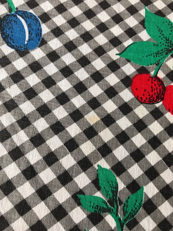 Vintage 1950s Novelty Fruit Print Skirt Gingham - image 9