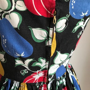 Vintage 1950s Novelty Print Dress Fruit Print image 6