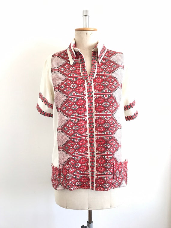 Vintage 1960s Greek Embroidered Blouse - image 5