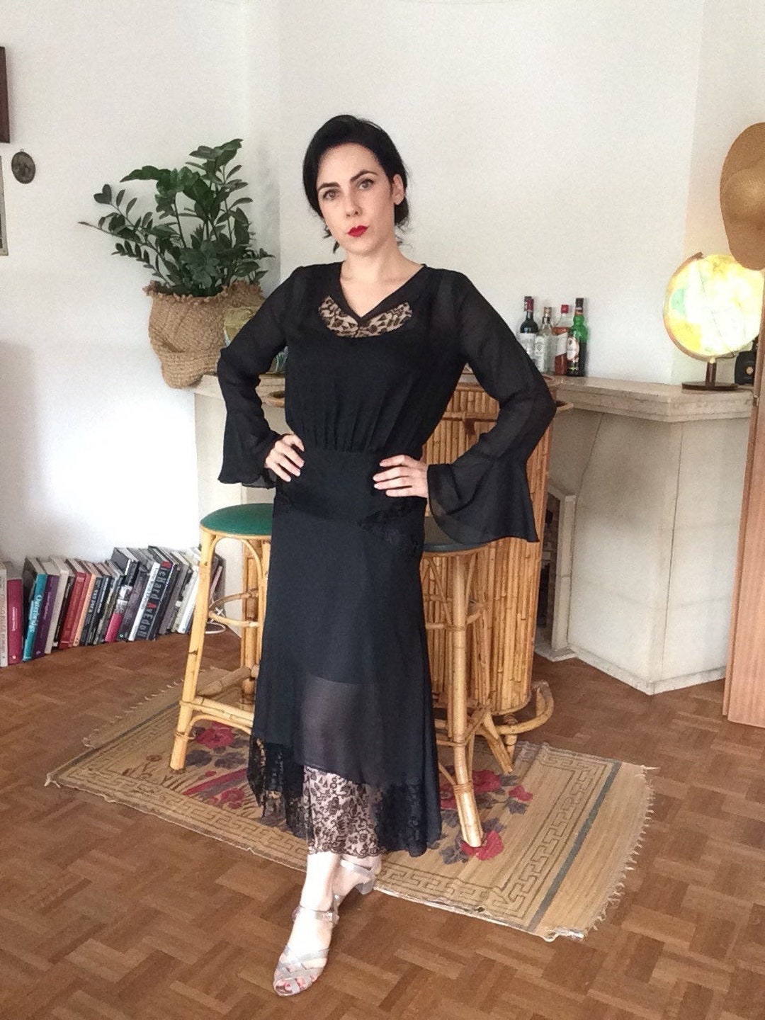 Antique 1920s / 1930s Black Silk Lace Dress - Etsy