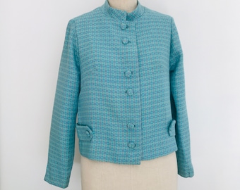 Vintage 1960s Tweed Wool Turquoise Jacket