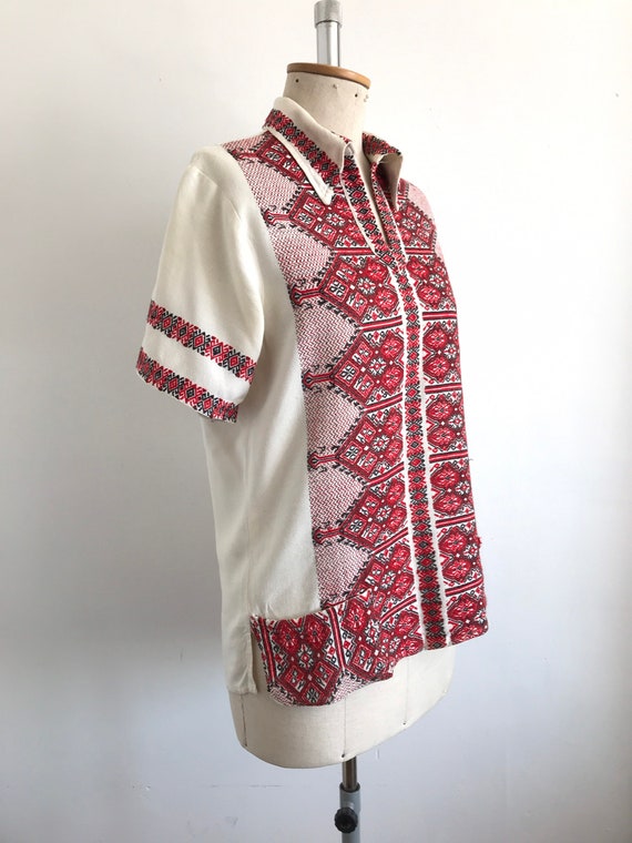 Vintage 1960s Greek Embroidered Blouse - image 4