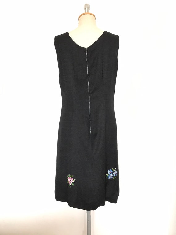Vintage 1950s / 1960s Black Embroidered Dress / W… - image 5