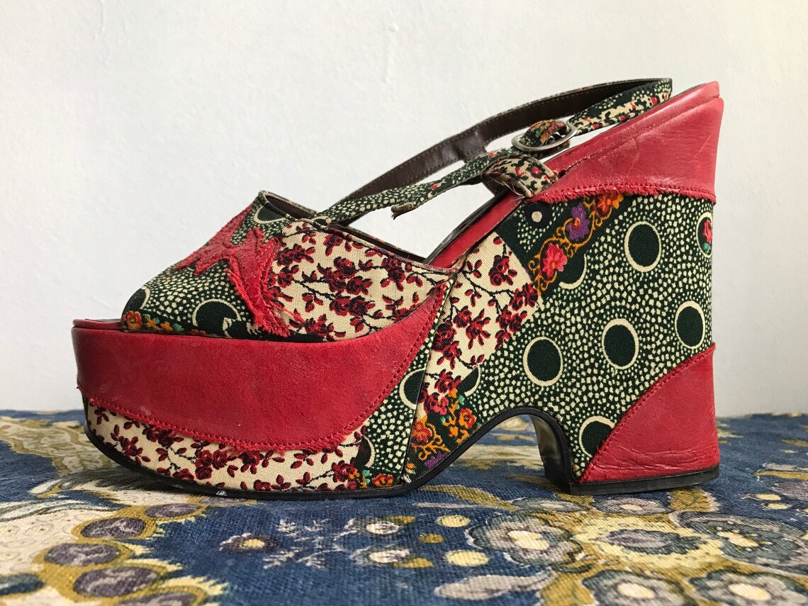 Rare Vintage 1970s Platform Shoes / 1970s Patchwork Shoes Etsy