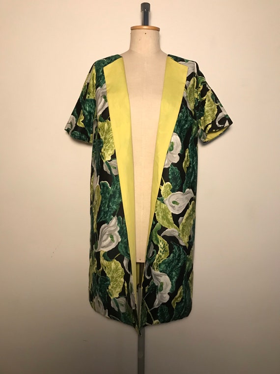 Vintage 1950s Reversible Duster Coat Lily Print J… - image 5