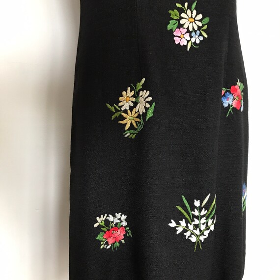 Vintage 1950s / 1960s Black Embroidered Dress / W… - image 4